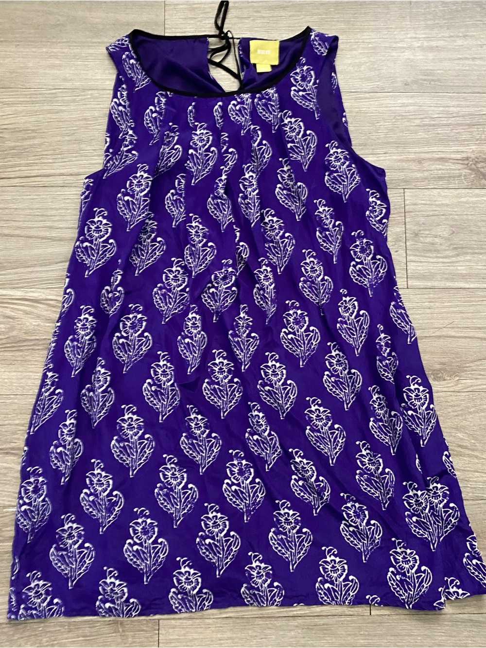 Anthropologie Maeve Purple Sleeveless Mini Dress with White Floral Print